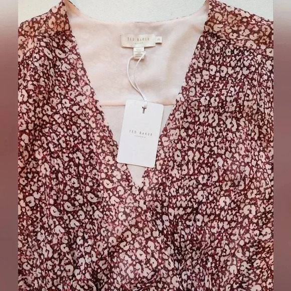 Ted Baker London Vallyy Midi Dress size 10 Maroon/Pink - Picture 11 of 13